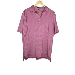 Peter Millar Polo Shirt  Large Pink Stripe Summer Comfort Rugby Golf Casual
